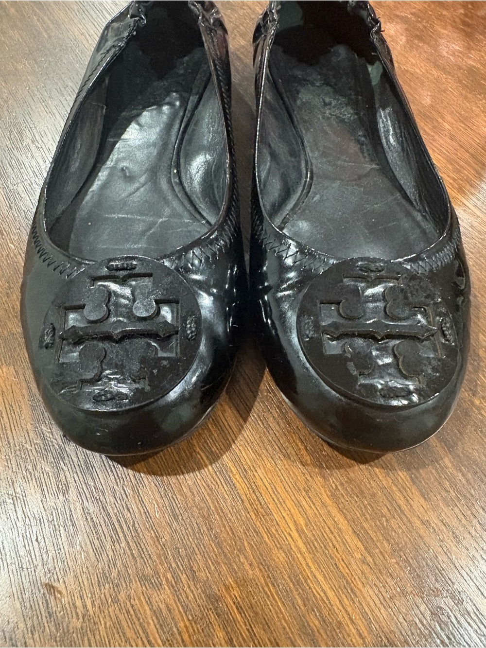 Tory Burch Black Patent Logo Ballet Flats
